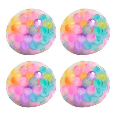 4PCS Stress Ball Toys Squeeze Ball Mood Soothing Relax Rainbow Beads Fidget Toy Gifts Stretchy Decompression Pressure Ball carefully