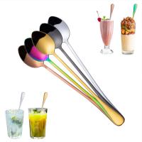 【2023】19CM Stainless Steel Spoon Long Handle Pointed Dessert Ice Cream Coffee Spoon tail Stirring Spoon Tableware Teaspoons