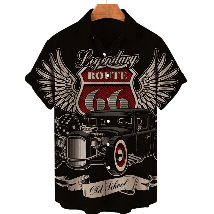 2022-route-66เสื้อยืดเสื้อฮาวายย้อนยุคใส่ได้ทั้งชายและหญิง-เสื้อยืดแขนสั้นเสื้อเชิ้ตผู้ชายย้อนยุคสำหรับขี่มอเตอร์ไซค์ท่อนบนแบบขยายขยาดฤดูร้อน