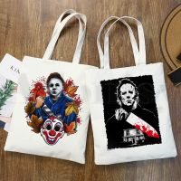 ◄ Halloween Horror Michael Myers Cartoon Graphic Cartoon Print Shopping Bags Girls Fashion Casual Pacakge Hand Bag