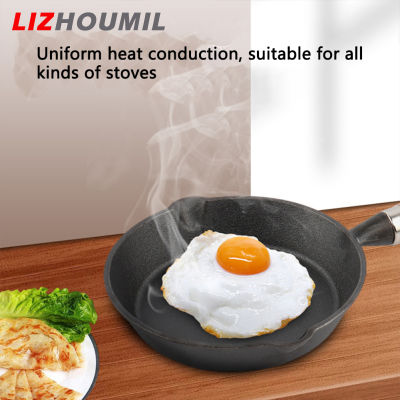 LIZHOUMIL หม้อไข่ในครัวแบบหนาสำหรับกระทะทอดกระทะหล่อเหล็กขนาดเล็ก