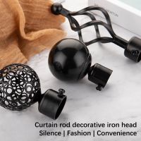 Window Curtain Rod Finials Drapery Pole Ends Hardware Drape White Black Hollow Head Caps Treatment for Home Living Room