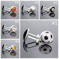 【hot】 SilverColour CufflinksFootball Basketball Baseball Volleyball Tennis Rugby Softball Glass Wedding Accessories