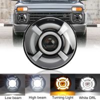 Okeen 7ไฟหน้า Led นิ้วดวงตามุมรัศมี Drl สูง/ต่ำ H4พร้อมเทิร์นสำหรับ Lada Niva Urban รถจี๊ปทางวิบาก4x4