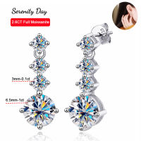 Serety วัน S925แผ่นเงิน Pt950เครื่องประดับ D สี2.6กะรัต Moissanite ยาวพู่ต่างหูเต้นหัวใจของขวัญขายส่ง