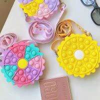 Pop It Shoulder Bag Push Bubble Toy Rainbow Sunflower Coin Purse Kids Messenger Bag