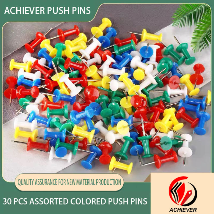 ACHIEVER BRAND 30 PCS COLOR PUSH PINS FOR SCHOOL AND OFFICE USE