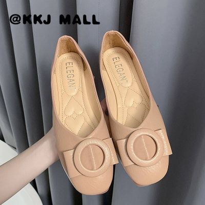 KKJ MALL Womens Shoes 2021 Spring and Autumn New Flat Shoes Korean Fashion All-match Square Head Shallow Mouth Work Shoes