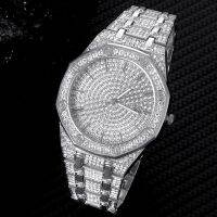 「Dark blue watch」 HipHop Iced Out Men Women WatchDate QuartzFull RhinestonesCuban Hand Chain Fashion Jewelry 2022