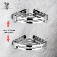 [LWF HOT]☸□ Bathroom shelves hardware Rack 304 Stainless steel Wall Mounted Corner triangle shower holder accessories punch free Chorme