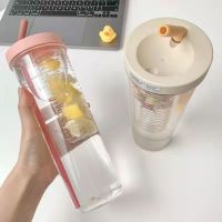 Built-in Filter Cup Cute Water Fruit Tea Bottle With Foldable Straw 700ML Water Bottle Portable Office Drinkware Outdoor Shaker