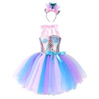 Kids Girls Halloween Cosplay Costume Toddlers Mermaid Princess Tutu Dress Prom Carnival Theme Party Dress Up Roleplay Clothes