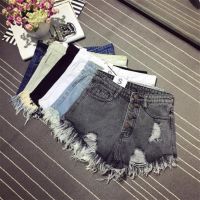 COD jfdss Women Short Jeans Denim Shorts Burrs Tassel Ripped Loose High Waist Shorts