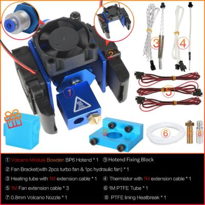 3d ชิ้นส่วนเครื่องพิมพ์ Bp6หัว J Hotend ชุดเครื่องอัดรีดพัดลมทำความเย็นบล็อกเทอร์มิสเตอร์หัวฉีด0.4มม. 1.75มม. ไส้หลอด Bowden