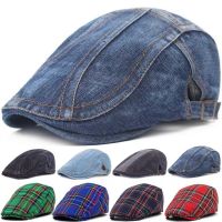 ♈▫▤ Denim Beret Hats Adjustable Men Women Jeans Berets Newsboy Flat Gatsby Cabbie Driving Cap Autumn Hats Forward Peaked Caps