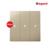 Legrand สวิตช์สองทาง 3 ช่อง สีแชมเปญ มีไฟ LED 3G 2Ways 16AX Illuminated Switch | Mallia Senses | Champaigne | 281015CH | สั่งซื้อได้ที่ร้าน Ucanbuys