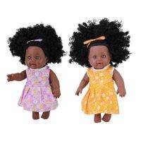 Realistic Girl Gifts Infant Bed Nap Reborn Baby Toy with Fine Accessories Infant Accompany African Black Vinyl Doll