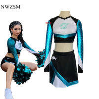 Euphoria Cheerleader Uniform Maddy Outfit Long Sleeve Crop Top With Mini Skirt Set High School Womens Cheerleader Costume