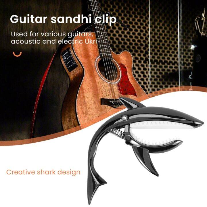 shark-guitar-capo-zinc-alloy-capo-for-acoustic-electric-classical-guitars-and-bass-ukulele-capo-with-pick