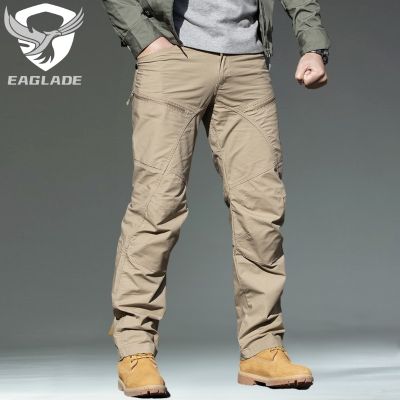 ☫﹍ Eaglade กางเกงคาร์โก้ยุทธวิธี ผู้ชาย KBZ01 สีกากี กันน้ํา ยืดหยุ่นได้
