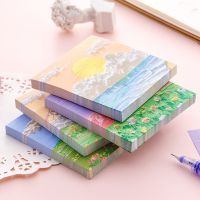 Oil Painting Sticky Memo Pad 80 Sheets Colored Notepad Kawaii Sticky Notes Office School Stationery New Journal Stickers 8x8cm