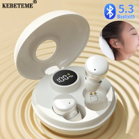 KEBETEME เสียง HiFi จอLED กันน้ำได้หูฟังแบบ In-Ear ไร้สายบลูทูธ5.3การนอนหลับหูฟังที่มองไม่เห็น