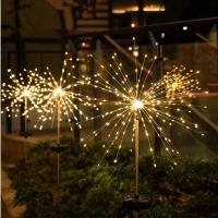 Solar Outdoor Lights Garland 90/150 LED Street Garland Solar Firework Light Happy New Year 2024 Noel Christmas Decoration 2023