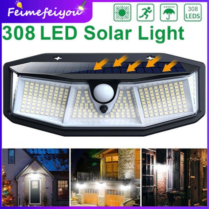 solar led outdoor light 308LED 3 Modes Solar Wall Lights Outdoor Waterproof  Motion Sensor Light Sunlight Street Lamp for Garden Courtyard Lighting |  