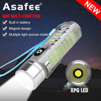 Asafee 300LM S22 XPG+12LED ultra bright outdoor portable mini flashlight Working light fixed focus multi-gear press switch Built-in battery Type-C charging IPX4 Waterproof