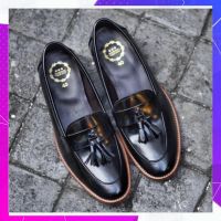 Women Tassel Loafer Strap PianoBlack x Wooden Soles Color (505) รองเท้า loafer ผู้หญิง งานหนัง Italy แท้ HandMade สุดคลาสสิค ด้วยรองเท้าหนังดีไซน์คลาสสิคคุณภาพสูง