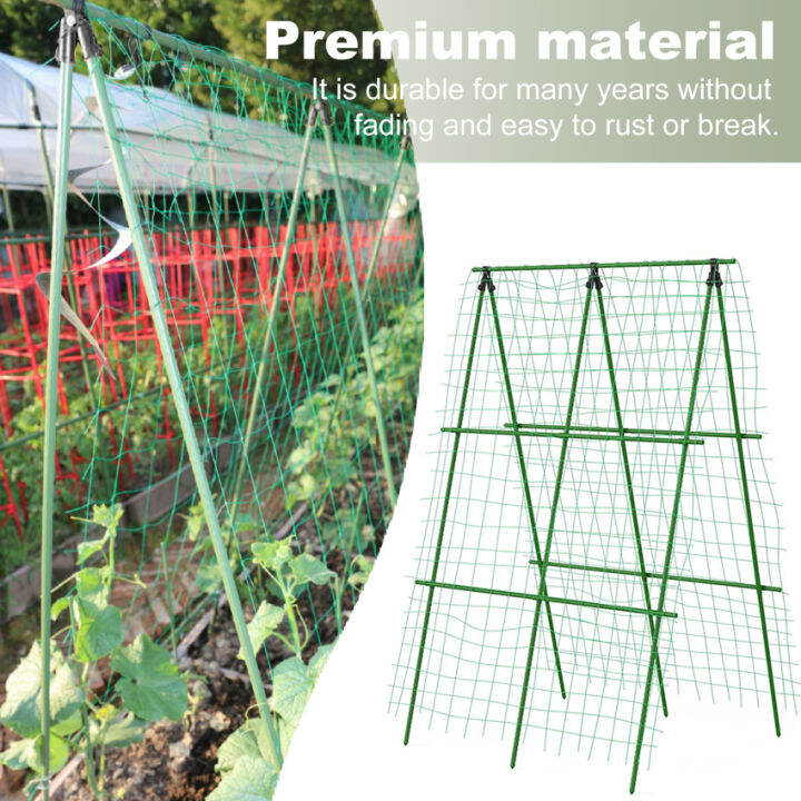 Foldable Cucumber Trellis Set AFrame Metal Garden Trellis Set For