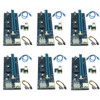 6Pcs SATA 15pin ชายกับ6pin 006C USB 3.0 PCI-E Express 1X 4x 16x Extender Riser Adapter การ์ดสายไฟสำหรับ Bitcoin Mining