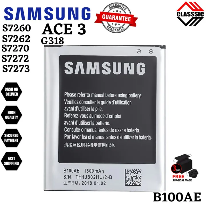picture Throb kill Original Samsung Galaxy VPlus / Ace3 G318 GT-S7262 GT-S7270 GT-S7275  GT-S7272 Battery, Model B100AE | Lazada PH