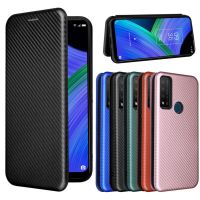 ✣✾ↂ For TCL 20 R 5G Case Luxury Carbon Fiber Skin Magnetic Adsorption Case For TCL 20 AX 20AR 20R 5G TCL20R Phone Bags