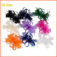 OSIDE ตาข่ายแบบตาข่าย ที่คาดผม ขนนกสีขาว ที่คาดผมดอกไม้ กิ๊บติดผมงานเลี้ยงน้ำชา ของใหม่ เครื่องมือจัดแต่งทรงผม แต่งงานในงานแต่งงาน