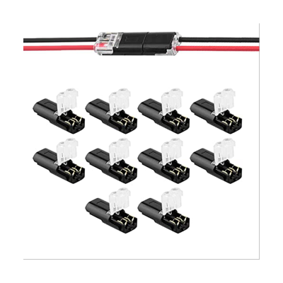 Double-Wire Plug-In Connector+Locking Buckle, No Wire Stripping Cutting 2 Way 2 Pin LED Connector for AWG 20-24