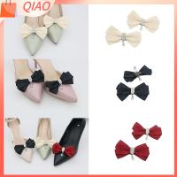 QIAO 2pcs สำหรับผู้หญิง ส้นสูงมีส้น เจ้าสาวในบ้าน หัวเข็มขัดรองเท้ากุทัณฑ์ คลิปตกแต่งรองเท้า คลิปเงางาม ที่หนีบริบบิ้นโบว์