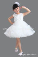 【cw】2015 Summer Clothes Childrens Wear Girls Dress Korean Style New Short-Sleeved Dress Children Girls Dress Princess Dress Gauze Dress