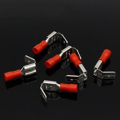 20pcs/pack Red Crimping Insulating Connectors Terminals Set Piggy Back Disconnector Curved Needle Crimp Spade Terminal