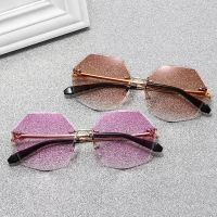 Round Rimless Sunglasses Fashion Sunglasses Women Luxury Gradient Shades Sun Glasses