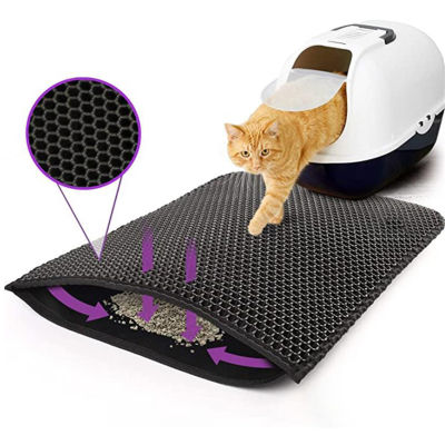 กันน้ำ Cat Litter Mat Double Layer Litter Mat ทรายกันลื่น Cat Pad Washable Bed Mat Clean Pad Products