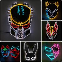 Luminous Party Mask Cosplay Japanese Anime Fox Horror Face Joker Predator Sexy Bunny Glowing LED Mask For Halloween Christmas