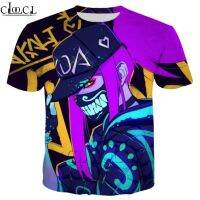 CLOOCL เสื้อยืดลายลีกของเลเจนด์ The Rogue Assassin K/DA Akali 3D แขนสั้นผู้ชายผู้หญิงสไตล์ตามท้องถนนคอกลม