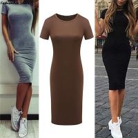 【HOT】✹❂ Dresses Knee-Length Office Short Sleeve Bandage Bodycon Beach Vestidos Robes