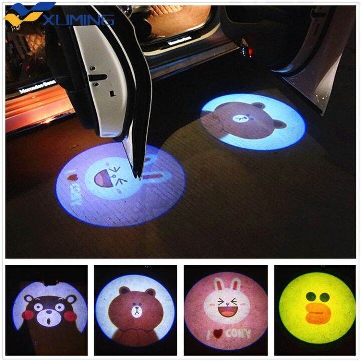 Xuming 1PC Hello Kitty Cartoon Car Shadow Door Light LED Car