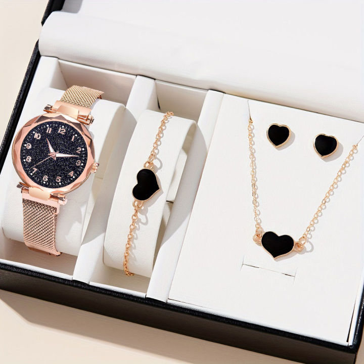 goldensupplierผู้หญิงแฟชั่นเกาหลีนาฬิกาข้อมือประดับเพชรประกายถักสาย