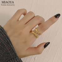 MIAOYA Fashion Jewelry Shop C รูปร่าง แหวนเรขาคณิตสำหรับผู้หญิง เครื่องประดับสีทองหรูหราสำหรับนักเรียน ของขวัญวันเกิดที่สวยหรู