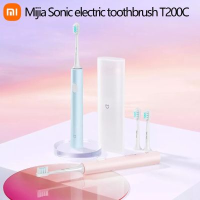 Xiaomi แปรงสีฟันไฟฟ้าระบบโซนิก Mijia T200C ขนแปรงนุ่ม0.15มม. IPX7กันน้ำประเภท C ชาร์จด้วยแปรงฟันกล่องเก็บของ