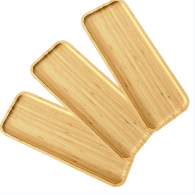 ไม้ไผ่ไม้ที่ให้บริการถาดชุด3, 36x15เซนติเมตรสี่เหลี่ยมตกแต่ง Platters อาหารค่ำพรรคไม้แสดงธีมแผ่นคณะกรรมการ