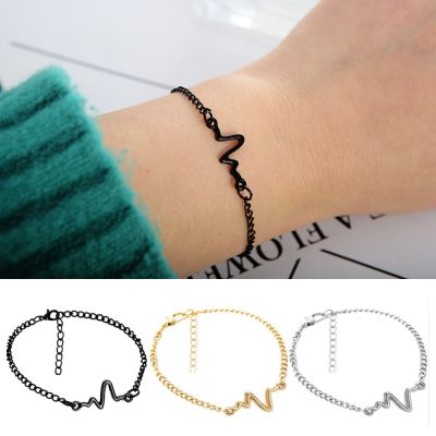 New Arrivals Korean Fashion Hot Simple Waves Ecg Heart Rate Lightning Bracelets For Women Men Jewelry Summer Style Beach